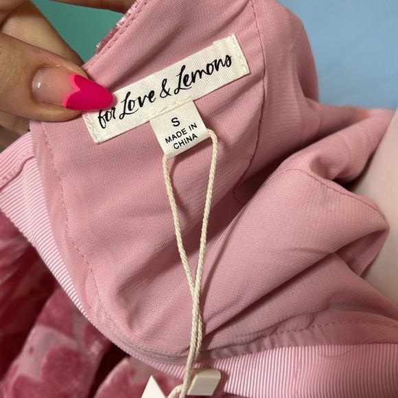 For Love and lemons Velvet pink heart Dress Theresa Mini Dress NWT - Picture 13 of 14